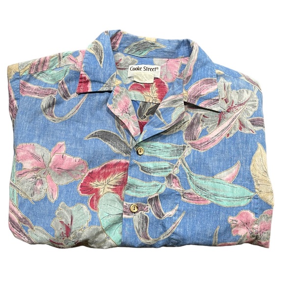 Cooke Street Hawaii Vtg Hawaiian Floral Print Shirt Med 100% Cotton - Picture 2 of 6
